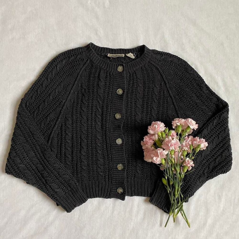 Vintage black silk blend cardigan - Picture 1 of 4